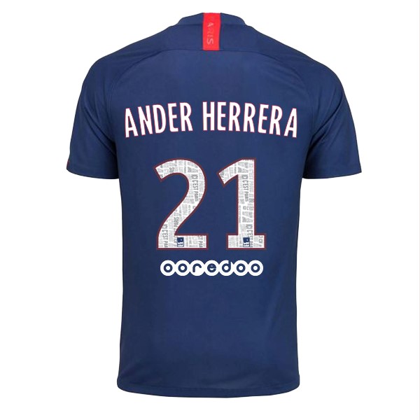 Camiseta Paris Saint Germain NO.21 Ander Herrera 1ª 2019/20 Azul